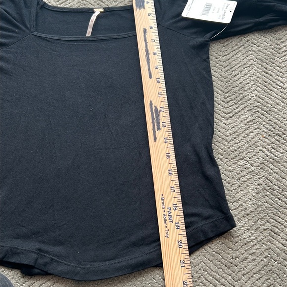 Free People Black Long Sleeve Top Babetown Black Bell Sleeve Size Small - Picture 9 of 10